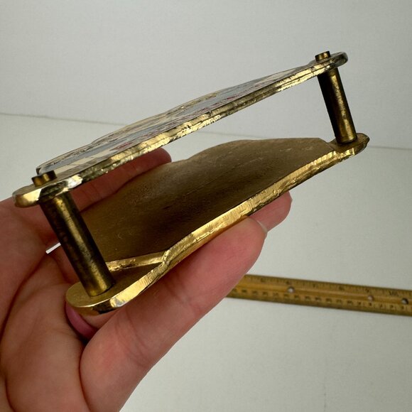 Vtg Jerusalem Souvenir Last Supper Religious Napkin Letter Holder Enamel Brass - Picture 9 of 16